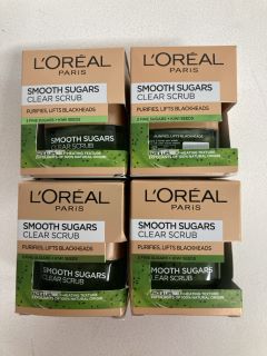 4X L'OREAL PARIS SMOOTH SUGARS CLEAR SCRUB