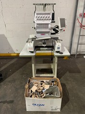 SWF MAS-12 AUTOMATIC EMBROIDERY MACHINE AND STAND TO INCLUDE ACCESSORIES