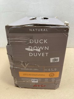 JOHN LEWIS & PARTNERS NATURAL DUCK DOWN KINGSIZE DUVET: LOCATION - AR2