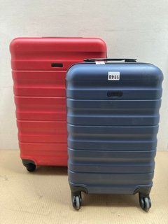 JOHN LEWIS & PARTNERS MEDIUM HARD SHELL SUITCASE IN RED TO INCLUDE JOHN LEWIS & PARTNERS HARD SHELL CABIN SUITCASE IN BLUE: LOCATION - AR2