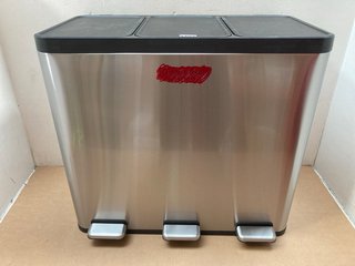 JOHN LEWIS & PARTNERS 3 SECTION RECYCLING PEDAL BIN IN STAINLESS STEEL: LOCATION - AR4