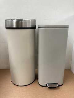 2 X ASSORTED JOHN LEWIS & PARTNERS BINS TO INCLUDE JOHN LEWIS & PARTNERS BIN IN CREAM & STAINLESS STEEL: LOCATION - BR11