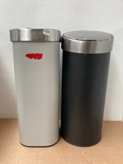 2 X ASSORTED JOHN LEWIS & PARTNERS BINS TO INCLUDE JOHN LEWIS & PARTNERS BIN IN LIGHT GREY & STAINLESS STEEL: LOCATION - BR10