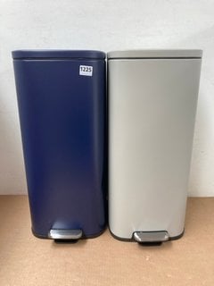 2 X JOHN LEWIS & PARTNERS PEDAL BINS IN BLUE & LIGHT GREY: LOCATION - BR10