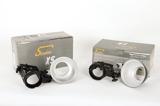 TWO INTERFIT STROBIES INT326 XS BRACKET & REFLECTOR KITS FOR S MOUNT ACCESSORIES & REFLECTORS: LOCATION - PB