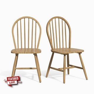 LA REDOUTE SET OF 2 WINDSOR SPINDLE BACK DINING CHAIRS IN NATURAL - RRP £199: LOCATION - BR3