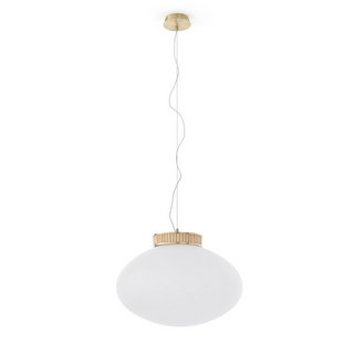 LA REDOUTE LES SIGNATURES DOLCE BRASS, BAMBOO AND OPALINE GLASS CEILING LIGHT - RRP £250: LOCATION - BR4