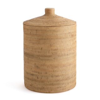 AM.PM MIRELLA RATTAN AND WOVEN BAMBOO BASKET IN NATURAL - RRP £185: LOCATION - BR4