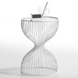 LA REDOUTE JANIK WIRE CAGE STYLE BEDSIDE TABLE IN WHITE: LOCATION - BR4