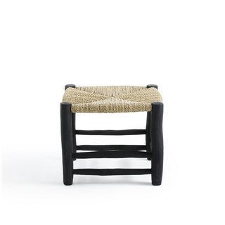 LA REDOUTE GHADA MOROCCAN STYLE WOODEN STOOL IN BLACK AND NATURAL FINISH: LOCATION - BR5