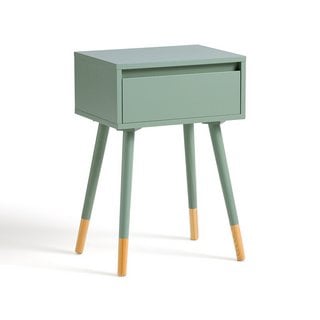 LA REDOUTE JANIK 1 DRAWER BEDSIDE TABLE IN GREY-GREEN: LOCATION - BR5