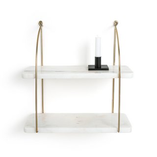 2 X ASSORTED LA REDOUTE HOMEWARE TO INCLUDE FITIA MARBLE AND BRASS WALL SHELF UNIT IN WHITE MARBLE AND BRASS - RRP £125: LOCATION - BR5