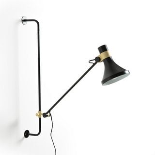 LA REDOUTE JAZZY WALL LAMP WITH SWING ARM IN BLACK AND BRASS - RRP £115: LOCATION - BR5