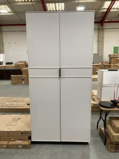 2 DOOR WARDROBE WITH BUILT IN CHEST IN WHITE / NATURAL