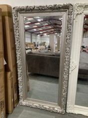 DETAILED FRAMED MIRROR IN SILVER APPROX 85 X 170CM