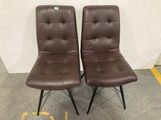 2 X HIX DINING CHAIR IN BROWN LEATHER WITH BLACK LEG - TOTAL LOT RRP £198