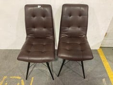 2 X HIX DINING CHAIR IN BROWN LEATHER WITH BLACK LEG - TOTAL LOT RRP £198