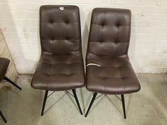 2 X HIX DINING CHAIR IN BROWN LEATHER WITH BLACK LEG - TOTAL LOT RRP £198