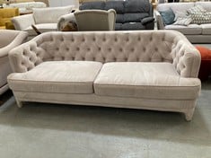 3 SEATER SUEDE BUTTON BACK SOFA IN IVORY