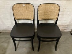 SET OF 2 RATTAN WOODEN CHAIR IN BLACK / NATURAL