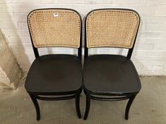 SET OF 2 RATTAN WOODEN CHAIR IN BLACK / NATURAL