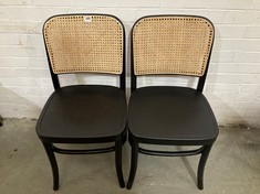 SET OF 2 RATTAN WOODEN CHAIR IN BLACK / NATURAL