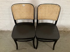 SET OF 2 RATTAN WOODEN CHAIR IN BLACK / NATURAL