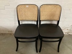 SET OF 2 RATTAN WOODEN CHAIR IN BLACK / NATURAL