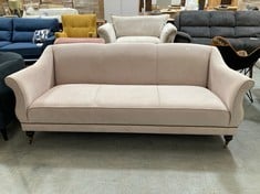 CURVED ARM SHAPED SIDE 3 SEATED SOFA IN CREAM VELVET