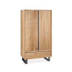 MAINE NATURAL SOLID OAK AND METAL DOUBLE WARDROBE - ITEM NO. MNE101 - RRP £850