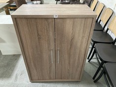 2 DOOR LOCKABLE CUPBOARD IN MEDIUM BROWN WOODEN EFFECT