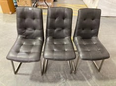 SET OF 3 HIX DINING CHAIR IN DARK GREY LEATHER