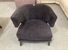 STUDDED TRIM VELVET ARMCHAIR IN BLACK