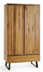 BOSTON NATURAL SOLID OAK AND METAL DOUBLE WARDROBE - ITEM NO. BTN019 - RRP £600