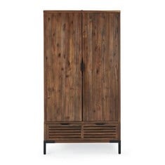 DETROIT SOLID HARDWOOD AND METAL DOUBLE WARDROBE - ITEM NO. DET101 - RRP £1000