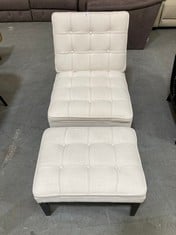 BUTTON DETAIL CHAIR WITH FOOTSTOOL IN IVORY