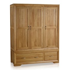 BEVEL NATURAL SOLID OAK TRIPLE WARDROBE - ITEM NO. ZNBEV028OAK - RRP £1550