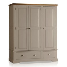 ST IVES NATURAL OAK AND LIGHT GREY PAINTED TRIPLE WARDROBE - ITEM NO. ALC023 - RRP £1600