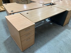 NATURAL WOODEN OFFICE DESK TO INCLUDE 3 DRAWER FILING CABINET