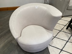 VELVET UPHOLSTERED SWIVEL ROUND BACK CHAIR IN WHITE