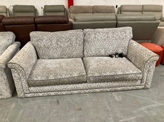 3 SEATER SOFA WITH CRUSHED VELVET DETAILING IN GREY / CHARCOAL