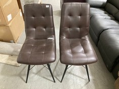 2 X HIX DINING CHAIR BROWN FAUX LEATHER WITH BLACK LEGS RRP- £119