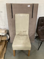 APPROX 90CM HEADBOARD IN DARK BROWN AND CREAM - NATURAL LEATHER DINING CHAIR