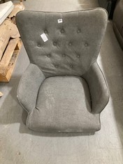 GREY WINGBACK CHAIR IN DARK GREY FABRIC