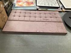 PALE PINK VELVET BUTTON EFFECT HEADBOARD APPROX SIZE 190CM (KERBSIDE PALLET DELIVERY)