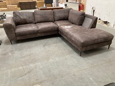 2 CORNER 1 STATIC SOFA WITH FOOTSTOOL IN BROWN LEATHER