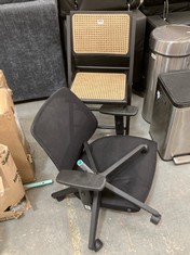 JOHN LEWIS RATTAN DINING CHAIR IN BLACK / NATURAL TO INCLUDE JOHN LEWIS OFFICE DESK WITH WHEELS IN BLACK