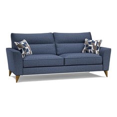 LEVI 4 SEATER FABRIC SOFA IN OCEAN BLUE WITH SCATTERS- RRP £1250