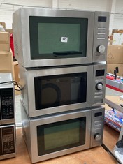 3 X ASSORTED MICROWAVES TO INCLUDE JOHN LEWIS STAINLESS STEEL MICROWAVE OVEN