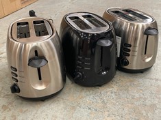 3 X ASSORTED JOHN LEWIS TOASTERS TO INCLUDE JOHN LEWIS 2 SLICE TOASTER IN STAINLESS STEEL